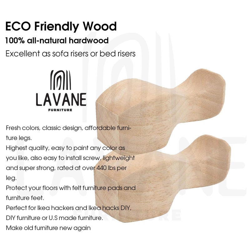 La Vane 4 inch / 10cm Wooden Furniture Legs  Set of 4 European Style Solid Wood Carving Furniture Replacement Feet Decoration for Sofa Cabinet Wardrobe Table Loveseat - Image 3